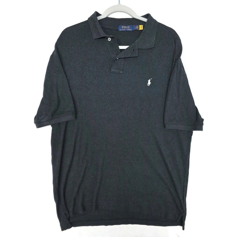 Polo Ralph Lauren Polo Shirt Mens Large Gray Classic Fit Solid Interlock Cotton